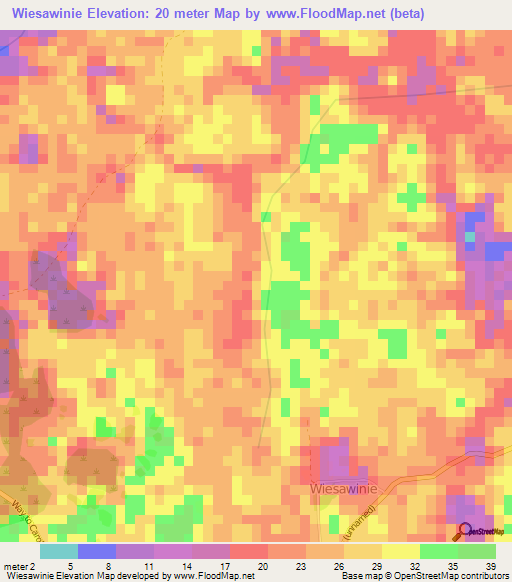 Wiesawinie,Suriname Elevation Map