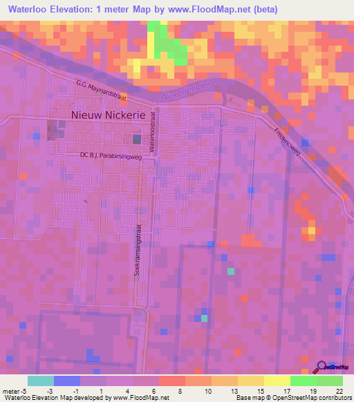 Waterloo,Suriname Elevation Map