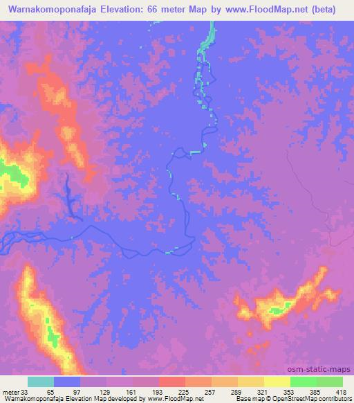 Warnakomoponafaja,Suriname Elevation Map