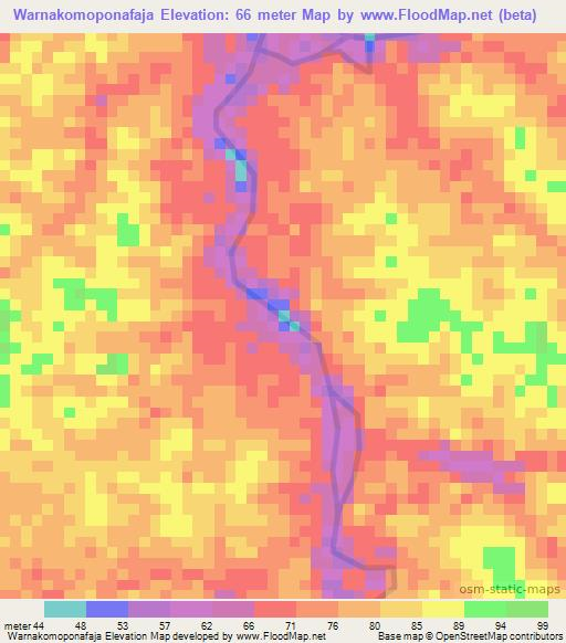 Warnakomoponafaja,Suriname Elevation Map