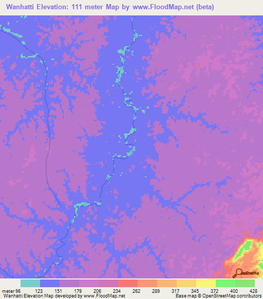 Wanhatti,Suriname Elevation Map