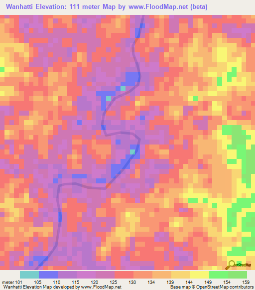 Wanhatti,Suriname Elevation Map