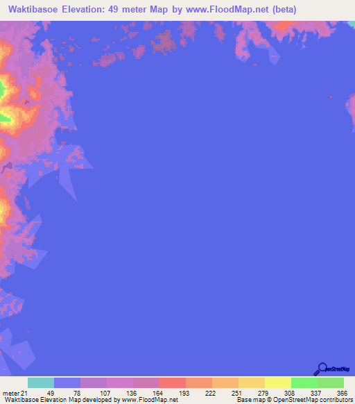 Waktibasoe,Suriname Elevation Map