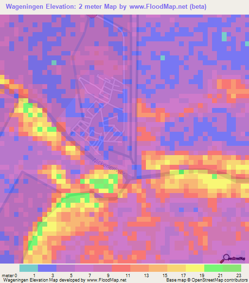 Wageningen,Suriname Elevation Map