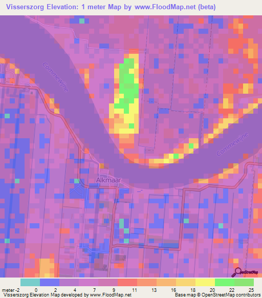 Visserszorg,Suriname Elevation Map