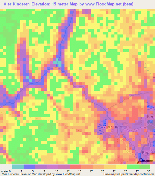 Vier Kinderen,Suriname Elevation Map