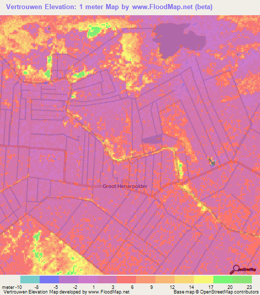 Vertrouwen,Suriname Elevation Map