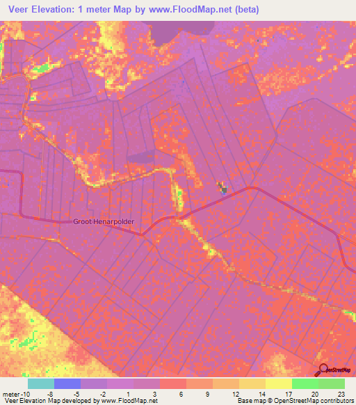 Veer,Suriname Elevation Map