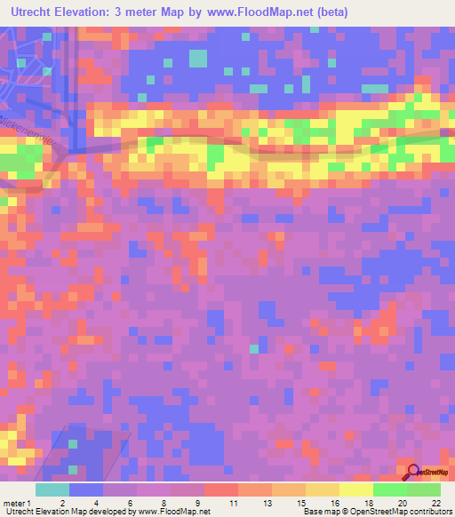 Utrecht,Suriname Elevation Map