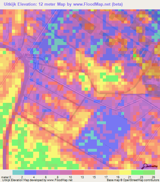 Uitkijk,Suriname Elevation Map