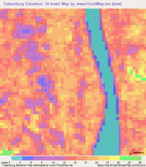 Tulpenburg,Suriname Elevation Map