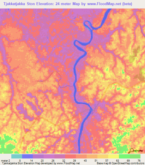 Tjakkatjakka Ston,Suriname Elevation Map