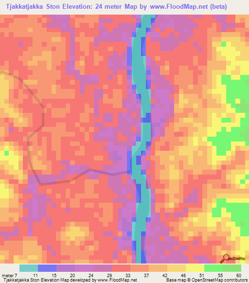 Tjakkatjakka Ston,Suriname Elevation Map