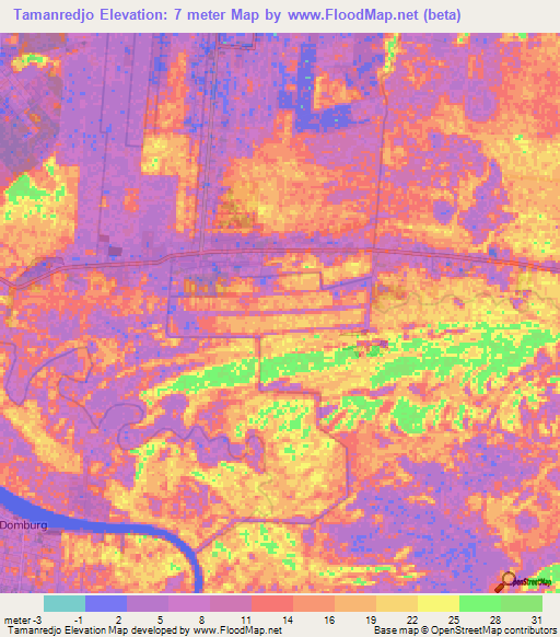 Tamanredjo,Suriname Elevation Map