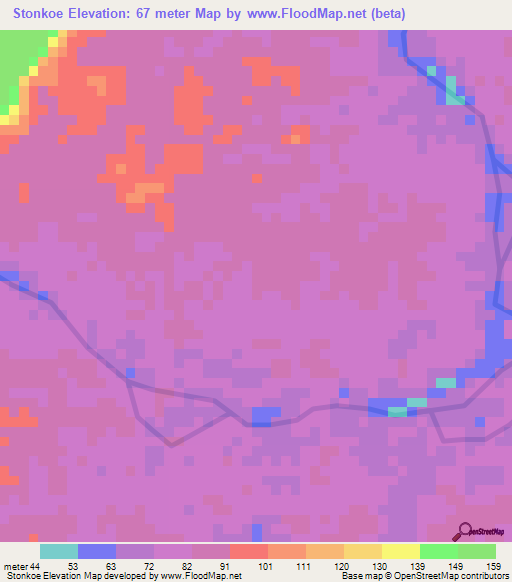 Stonkoe,Suriname Elevation Map