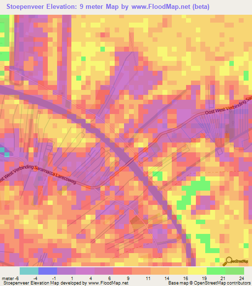 Stoepenveer,Suriname Elevation Map