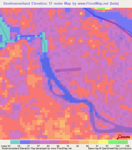 Stoelmanseiland,Suriname Elevation Map