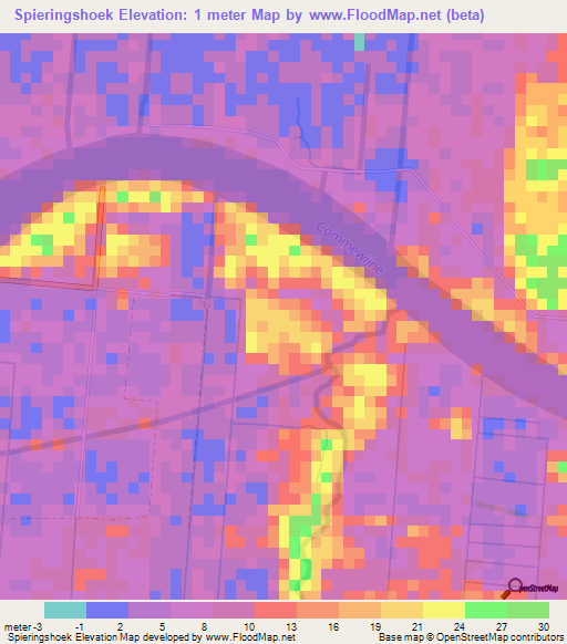 Spieringshoek,Suriname Elevation Map