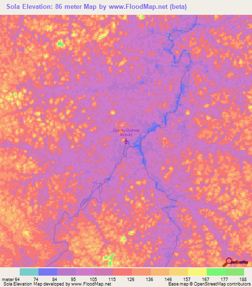 Sola,Suriname Elevation Map