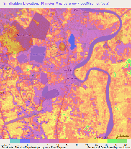 Smalkalden,Suriname Elevation Map