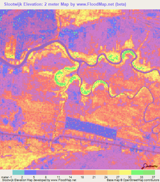 Slootwijk,Suriname Elevation Map