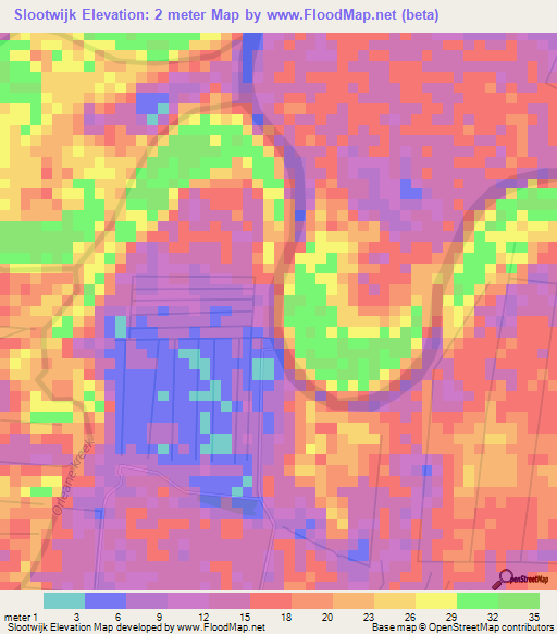 Slootwijk,Suriname Elevation Map