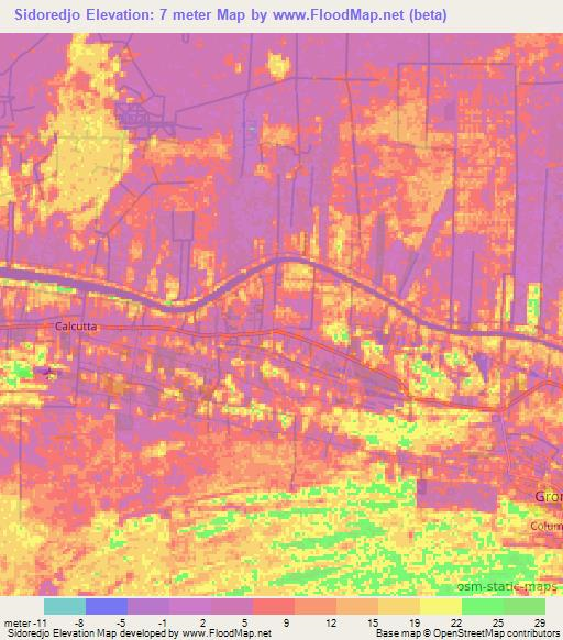 Sidoredjo,Suriname Elevation Map