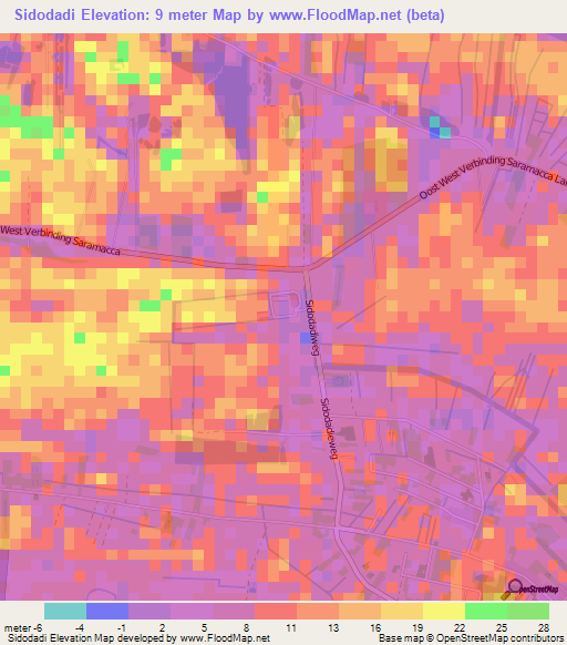 Sidodadi,Suriname Elevation Map