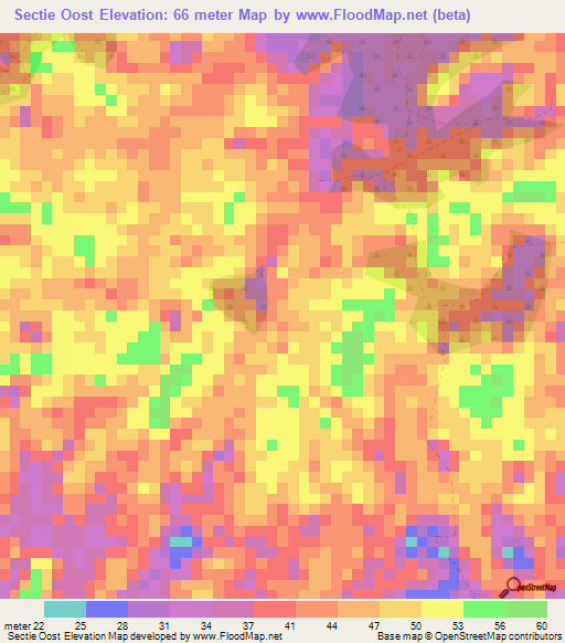 Sectie Oost,Suriname Elevation Map