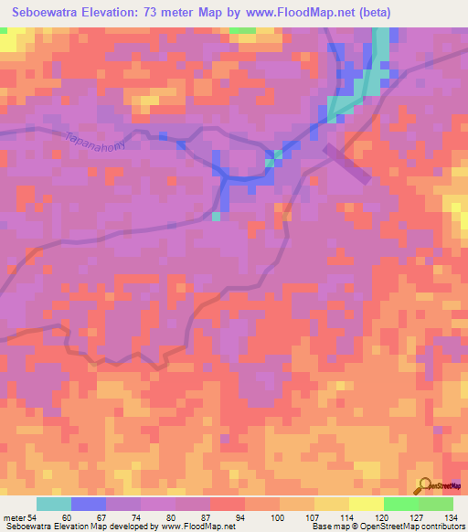 Seboewatra,Suriname Elevation Map