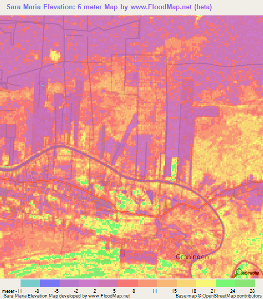 Sara Maria,Suriname Elevation Map