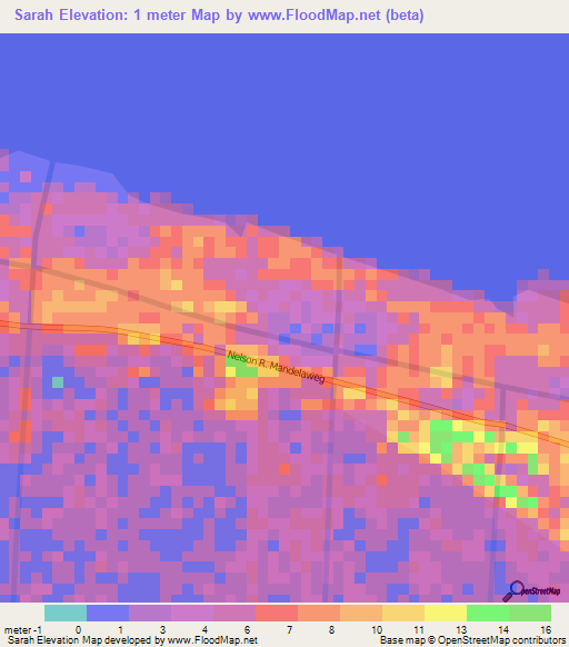 Sarah,Suriname Elevation Map