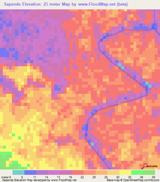 Sapende,Suriname Elevation Map