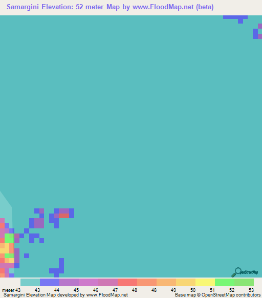 Samargini,Suriname Elevation Map