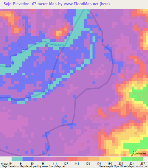 Saje,Suriname Elevation Map