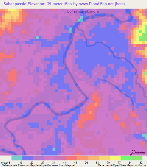 Sabanpassie,Suriname Elevation Map