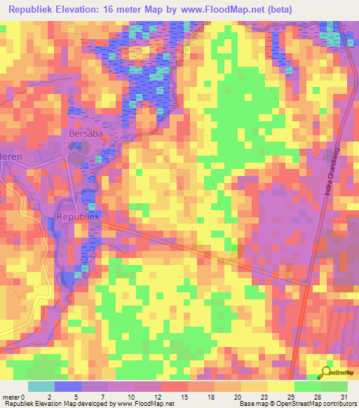 Republiek,Suriname Elevation Map