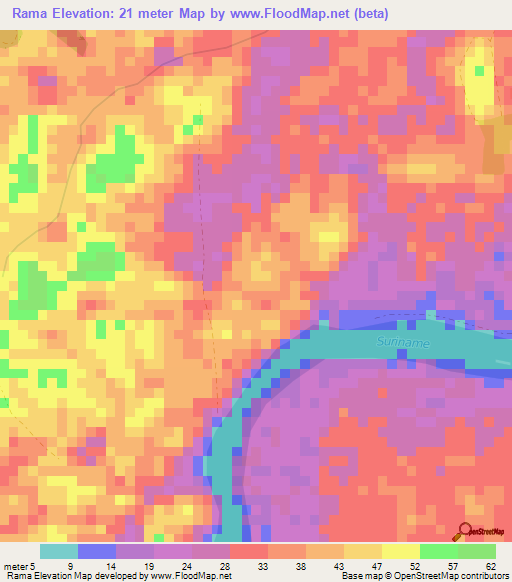 Rama,Suriname Elevation Map