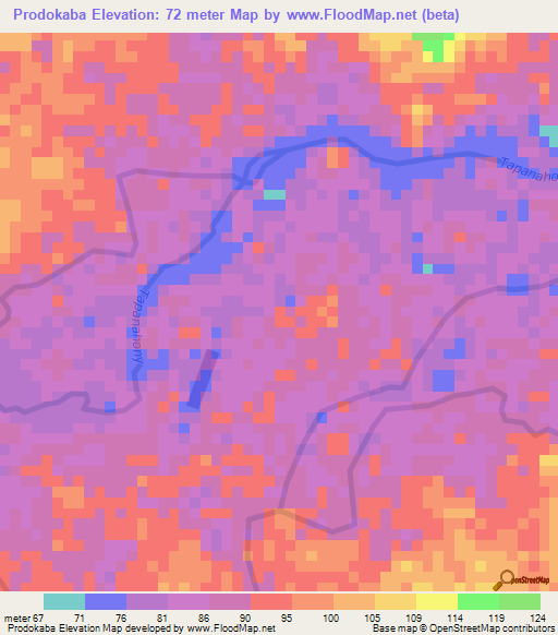 Prodokaba,Suriname Elevation Map