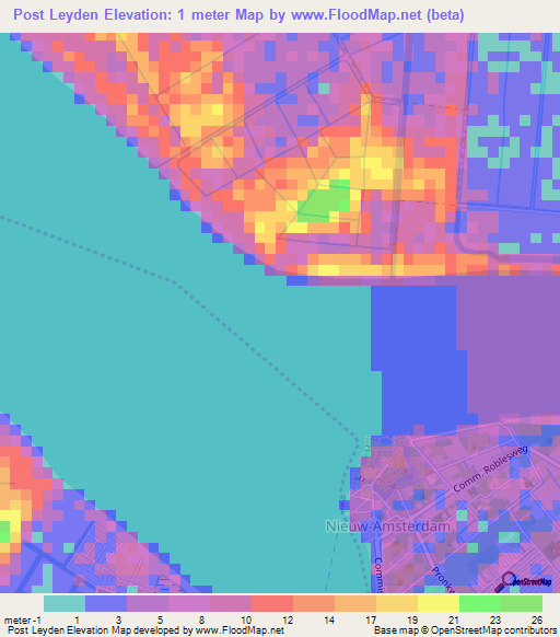 Post Leyden,Suriname Elevation Map