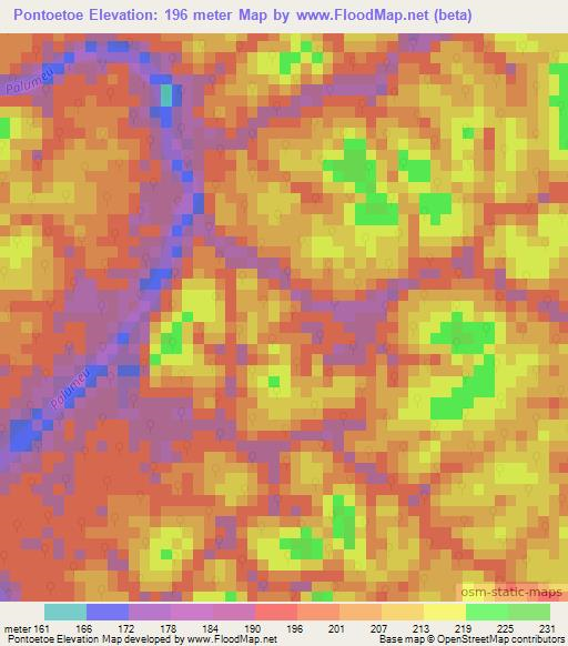 Pontoetoe,Suriname Elevation Map