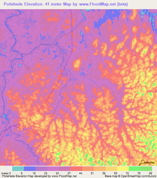 Poitehede,Suriname Elevation Map