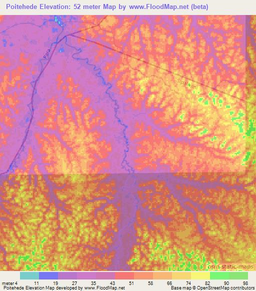 Poitehede,Suriname Elevation Map