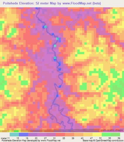 Poitehede,Suriname Elevation Map