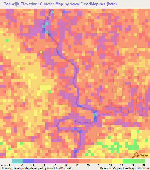 Poelwijk,Suriname Elevation Map