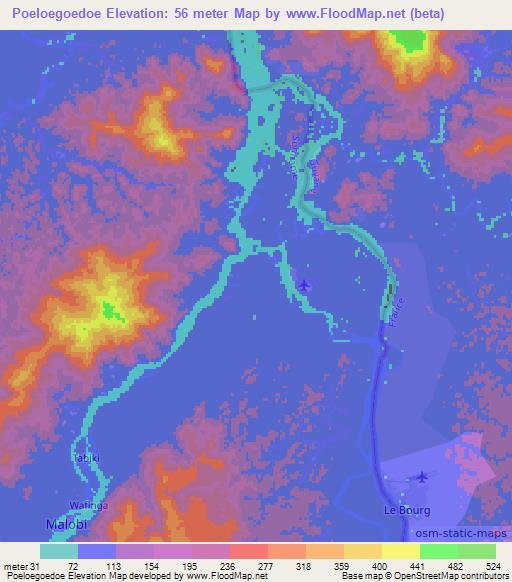 Poeloegoedoe,Suriname Elevation Map