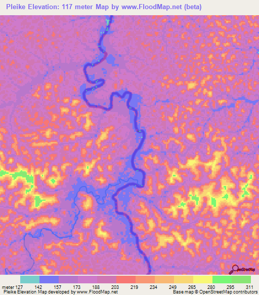 Pleike,Suriname Elevation Map