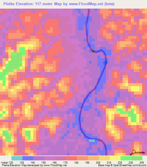 Pleike,Suriname Elevation Map