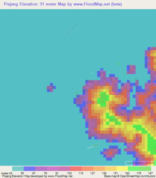 Pisjang,Suriname Elevation Map