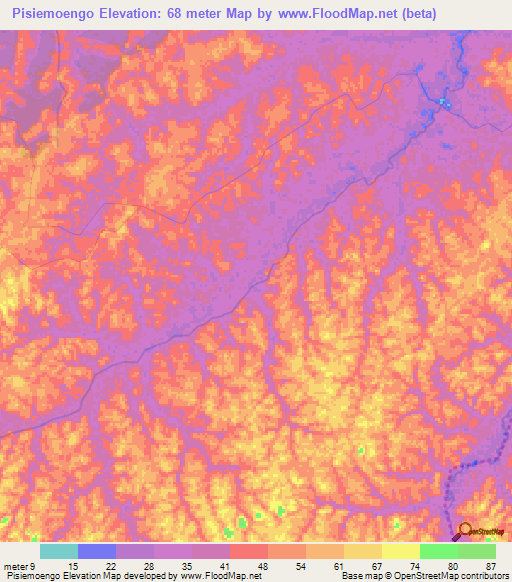 Pisiemoengo,Suriname Elevation Map